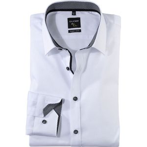 OLYMP No. Six super slim fit overhemd - wit (zwart contrast) - Strijkvriendelijk - Boordmaat: 43