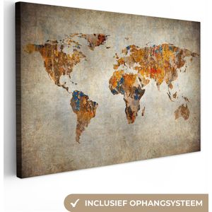 Canvas schilderij 120x80 cm - Wanddecoratie Wereldkaart - Vintage - Abstract - Kinderen - Jongens - Meisjes - Muurdecoratie woonkamer - Kamer decoratie accessoires - Schilderijen