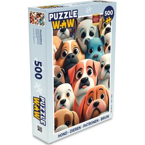 Puzzel Hond - Dieren - Patronen - Bruin - Meiden - Jongens - Legpuzzel - Puzzel 500 stukjes