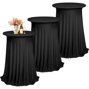 Statafelhoezen Spandex Stretch - Statafelhoes voor Bistrotafels - 3 Stuks - Zwart - 80 cm