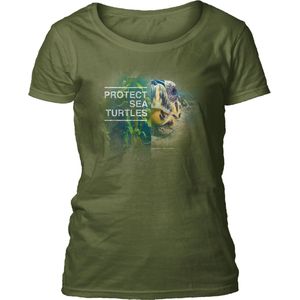 Ladies T-shirt Protect Turtle Green XL