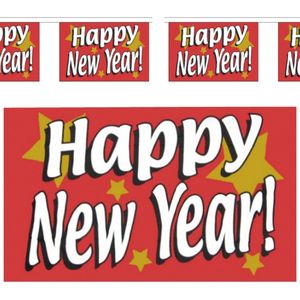 Versiering/feestartikelen set Happy New Year/gelukkig nieuw jaar thema vlaggetjes - voor kantoor/huis