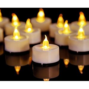 Led-theelampjes - vlamloze kaarsen met timer - 3 -6 x 3 -4 cm - elektrische flikkerende kaarsen op batterijen - 6 uur aan en 18 uur uit - warm geel voor Halloween