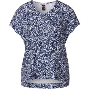 Street One printed v-neck mat-mix shirt Dames T-shirt - intense royal blue - Maat 36