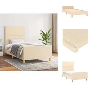 vidaXL Bedframe - Crème - 193 x 93 x 118/128 cm - Stof - Verstelbaar hoofdeinde - Bed