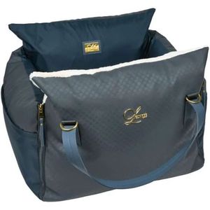 L’élianne Luxe Honden Autostoel Marine Blauw - Anti Angst - Anti Wagenziek - Licht Bruin - Kleine en Medium Honden