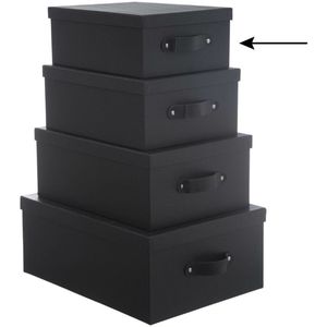 5Five Opbergdoos/box - 5x - zwart - L28 x B22 x H11 cm - Stevig karton - Industrialbox