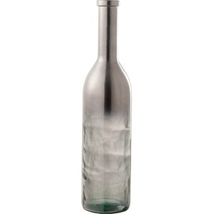 J-Line Vaas Fles Glas Metallic Grijs Medium