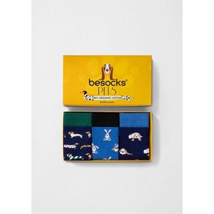 Sokken Pack met huisdieren in Bio katoen maat 41-46 - Gift Set - Sokken heren - Trendy geschenk - Cadeau Mannen - Trendy Cadeau - Vaderdag - Verjaardag - Geschenk Man - Kerst