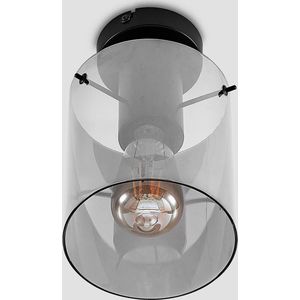 Lindby - plafondlamp - 1licht - staal, glas - H: 26 cm - E27 - zwart, chroom