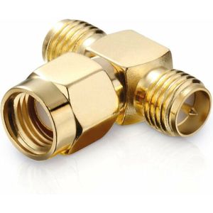 SMA Adapter - RP SMA male naar 2x RP SMA female - T-Splitter - Verguld - 50 Ohm - Per 1 stuk(s)