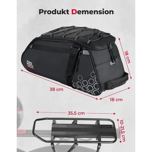 13 liter fietstas voor KEMIMOTO - ruime fietsrugzak met waterdichte hoes Waterproof bicycle bag