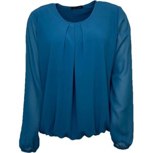 Pink Lady dames blouse - blouse uni dames - petrol uni - lange mouwen - BG201 - maat S