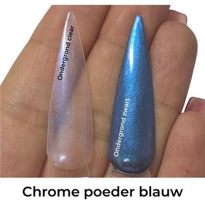 Chrome poeder 10ml blauw - Nailart - Chrome poeder nagels - Nagelsalon - Nagelstyliste - Nepnagels - Nail art poeder - Nails
