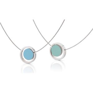 CLIC JEWELLERY STERLING SILVER WITH ALUMINIUM NECKLACE BLUE/GREEN CS004B