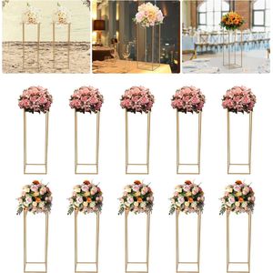 Chique Set van 10 Glanzende Gouden Bloemenstandaards - 80 cm Hoge Metalen Wegwijzer- Vleugje Glamour toe aan Bruiloften, Jubilea & Feestevenementen- Luxe Romantische Bruiloft Decoratie- Fotografie - Stevig Staal Extra Stabiele Constructie 10KG Dragen