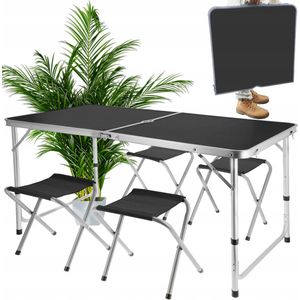 Vouwbare Campingset - Toeristische Tuinset met Koffer, Tafel en 4 Stoelen