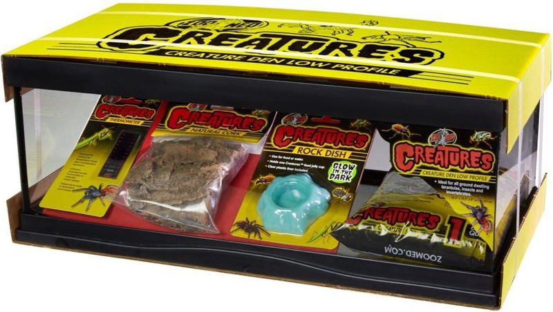 Zoo Med Creatures Den Low Profile Starter Kit - Terrarium Voor Vogelspinnen, Schorpioenen en Insecten - 52x27x20,3cm
