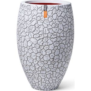 Capi Europe - Vaas elegant deluxe Clay NL - 55x85 - Ivoor - Opening Ø38 - Bloempot voor binnen en buiten - Levenslang garantie - Breukbestendig - 100% Recyclebaar - CO2 Neutraal geproduceerd - KIVC1132