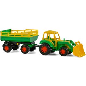 Cavallino Tractor met Voorlader en Aanhanger Groen