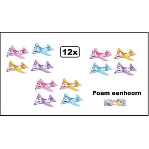 12x Vliegende eenhoorn foam - Themafeest Unicorn vliegtuig verjaardag Sinterklaas fun feest
