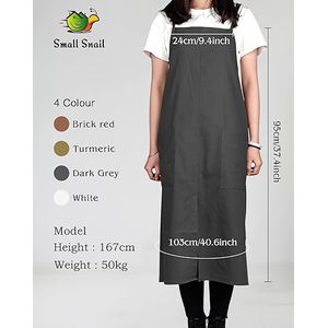 Japanse Stijl Schort Verstelbare Waterdichte Katoenen Linnen Dames Pinafore met Grote Zakken voor Bloemenwinkel Cafe Knutselen Bakken Casual Effen Kleur Schorten