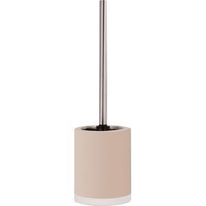 MSV Shine Toilet/wc-borstel houder - keramiek/metaal - beige - 38 cm