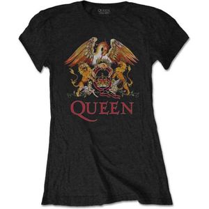 Queen - Classic Crest Dames T-shirt - L - Zwart