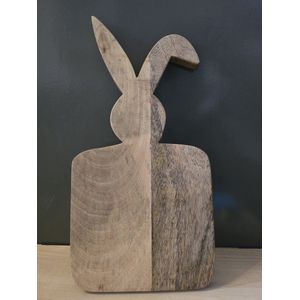 Mangohouten serveerplank in haas vorm 20x39 cm Snijplank Mangohout Serveerplank Tapasplank