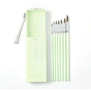 Giorgione - Set van 7 groene penselen/kwasten - voor Olieverf , Acryl, Gouache & Aquarelverf - Schilderen & Verven - Watercolor brush set in green