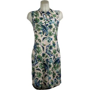 Angelle Milan – Travelkleding voor dames – Mouwloze Blauw/Creme Jurk – Ademend – Kreukherstellend – Duurzame jurk - In 5 maten - Maat L