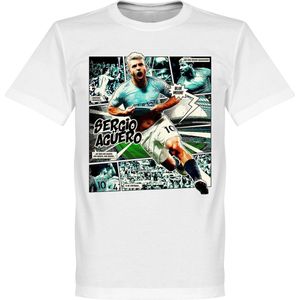 Sergio Aguero Comic T-Shirt - Wit - M