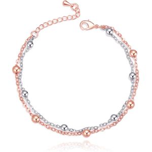 Rose en Zilverkleurige Schakelarmband met Bedels Verstelbaar