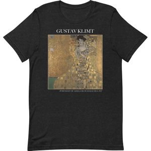 Gustav Klimt 'Portret van Adele Bloch-Bauer I' (""Portrait of Adele Bloch-Bauer I"") Beroemd Schilderij T-Shirt | Unisex Klassiek Kunst T-shirt | Zwart Heather | XS