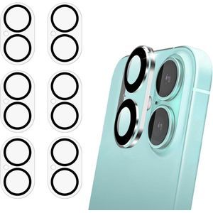 Trankielo - Cameralensbescherming voor iPhone 16/iPhone 16 Plus - Set van 6 - Krasbestendig - Gehard glas - Accessoires - HD helder