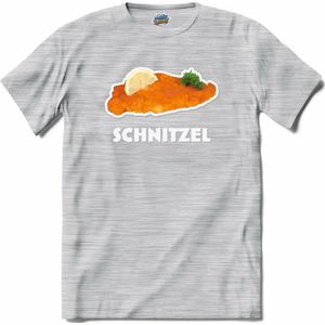 Schnitzel -  grappig verjaardag kleding cadeau - eten teksten - T-Shirt - Dames - Donker Grijs - Gemêleerd - Maat S