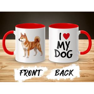 Mok rood/wit Shiba Inu dog - I love my dog / dog lover / dogs - ik hou van mijn hond / hondenliefhebber / honden