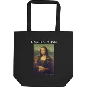 Leonardo da Vinci 'Mona Lisa' (""Mona Lisa"") Beroemde Schilderij Tote Bag | 100% Katoenen Tas | Kunst Tote Bag | Zwart