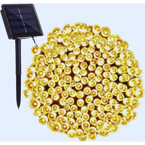 Lichtsnoer Op Zonne-Energie - 22M 200 Led Solar Fairy Lights - Kerst Waterdichte Buiten Kerstverlichting - 8 Modi Solar Verlichting Decoratie Lichtslingers Voor Tuin - Patio - Huis - Bruiloft - Warm Wit [Energieklasse A+++]