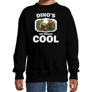Dieren dinosaurussen sweater zwart kinderen - dinosaurs are serious cool trui jongens/ meisjes - cadeau brullende t-rex dinosaurus/ dinosaurussen liefhebber - kinderkleding / kleding 170/176