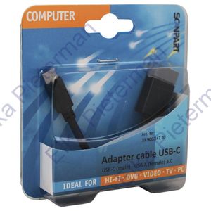 Scanpart USB A naar USB C adapter kabel - 15 cm - Converter - Tot 10 Gb/s - USB 3.1