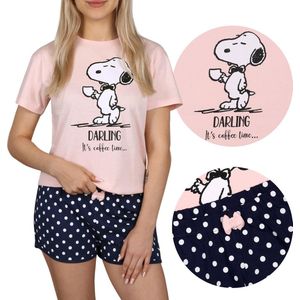 Snoopy Peanuts - Roze en marineblauwe meisjespyjama, met korte mouwen / 140