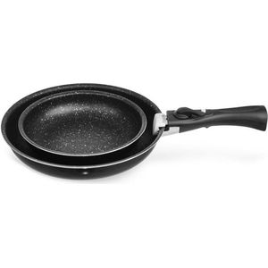 Koekenpan Graniet GRANDE 20 / 26 cm 3 delig - Multifunctionele Pan voor Vlees - Groenten