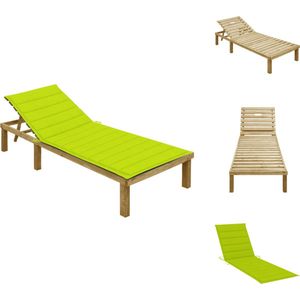 vidaXL Loungebed - Grenenhout - Helder groen - 200 x 70 x (31.5 - 77) cm - Ligbed