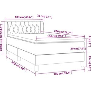 VidaXL Boxspring met Matras Stof Donkergrijs 100x200 cm