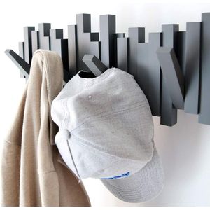 Garderobehaken, moderne, sobere en ruimtebesparende kapstok voor aan de muur, met 5 uitklapbare haken voor jassen, mantels, sjaals, handtassen en meer,
