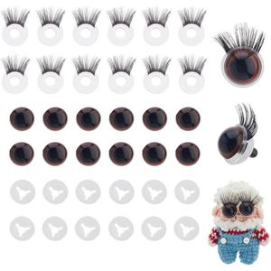 12 Sets Safety Eyes silmäripsien kanssa 15mm Glitter Safety Eyes for Amigurumi Puppet Plush