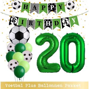 Cijfer Ballon 20 Jaar - Voetbal Ballonnen - Snoes - Pluspakket - set van 12 Sport Voetbalfan Voetbal Jongen/Meisje - Sportieve - Voetbal Vrouwen Mannen - Kinderfeestje - Verjaardag - Helium Ballon nummer 20