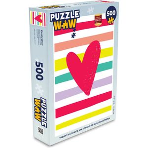 Puzzel Vrolijke illustratie van een hart en gekleurde strepen - Legpuzzel - Puzzel 500 stukjes