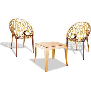 Tuinset - Tafel met 2 stoelen - Bruin